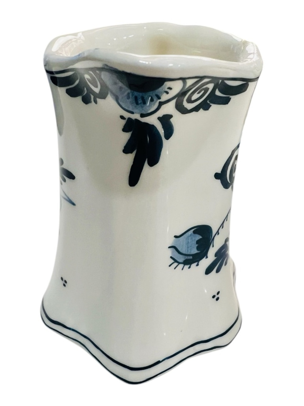Vintage Delft Holland Handpainted Blue White Creamer Pitcher Floral - Picture 4 of 5